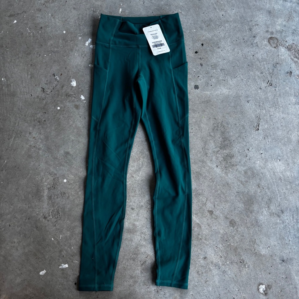 Fabletics Oasis High‎ Waisted Pocket XXs Leggings Activewear Womens Teal Green